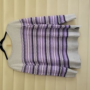 TALBOTS SWEATER LONG SLEEVE PURPLE FAIR ISLE SIZE MEDIUM